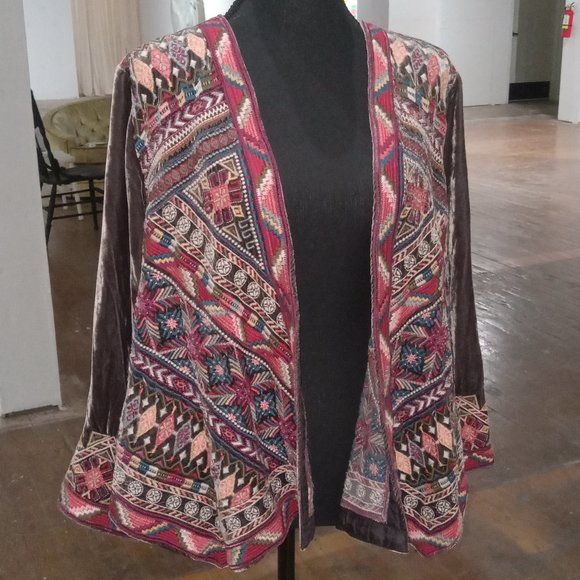 Johnny Was Jackets & Blazers - Johnny Was Graphite velour embroidered jacket